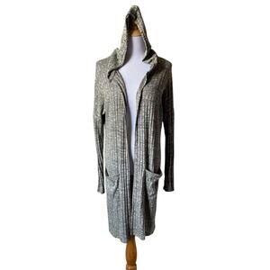 Red Lolly Long Green Hooded Open Cardigan With Pockets- Size Large